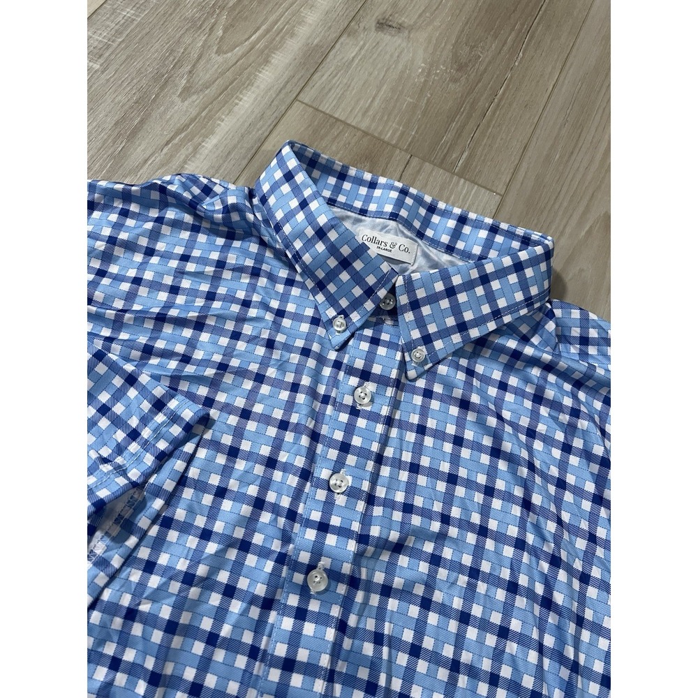 Collars and Co Dress Collar Button  Down Polo  Mens 3XL Windowpane Check